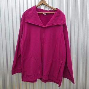 Soft Surroundings Oversized Shawl Collar Pullover Lagenlook Pink 23914 Sz Large